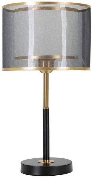 Dmora Tischlampe Chiaroscuro, Schreibtischleuchte, Büroleuchte, Arbeitslampe, 25x25 h48 cm, Schwarz und Gold