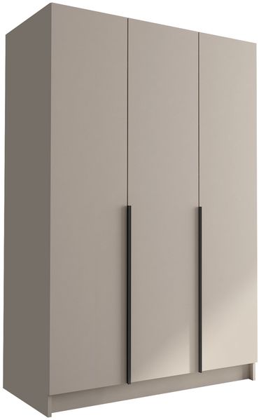 Mirjan24 'Cikzori' Kleiderschrank mit Einlegeböden und Kleiderstange, 3-türig, Laminatplatte, 215 x 58 x 150 cm, Cashmere / Schwarz, ohne Spiegel Bild 3