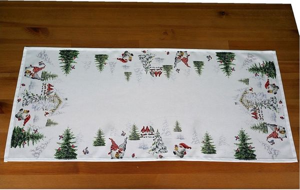 texpot Tischdecke Druck Wichtel im Schnee Tischläufer Winter Weihnachten (1-tlg)