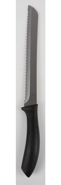 Brotmesser BASE 20 cm mit Wellenschliff und schwarzem PP-Griff – scharfes Küchenmesser zum Schneiden von Brot, Brötchen und Backwaren – 12er-Set
