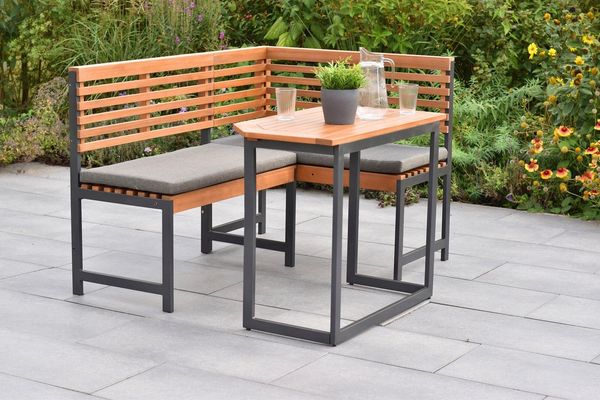 MERXX Eckbankgruppe »Eckbank Set«, (Set, 3-tlg), Eckbank und Klappentisch aus Akazienholz, flexibel Montageoptionen
