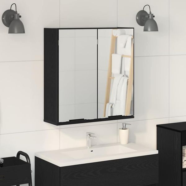 vidaXL Spiegelschrank mit Regal Schwarz Eichen-Optik 64 x 20 x 67 cm 862096
