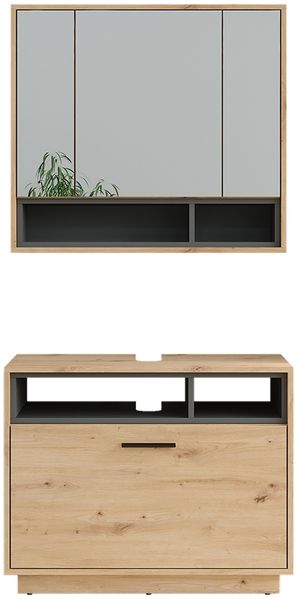 Badmöbel-Set Beatrice Artisan Eiche/Anthrazit 2 Teile Vicco