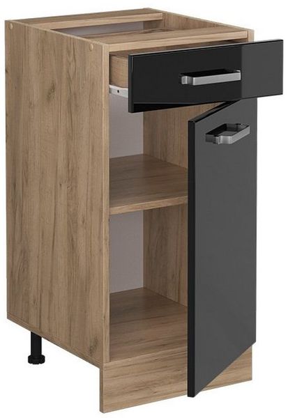 Küchenunterschrank R-Line Schwarz Hochglanz 40 cm ohne Arbeitsplatte Vicco Bild 3