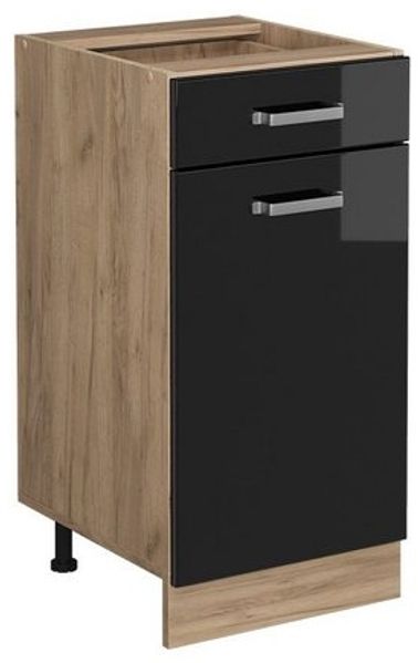 Küchenunterschrank R-Line Schwarz Hochglanz 40 cm ohne Arbeitsplatte Vicco Bild 4