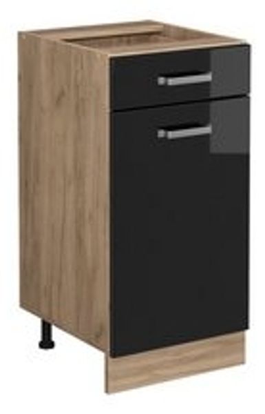 Küchenunterschrank R-Line Schwarz Hochglanz 40 cm ohne Arbeitsplatte Vicco Bild 6