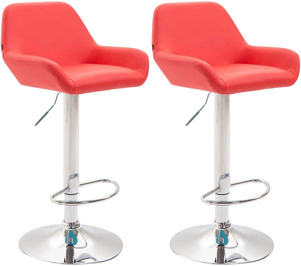 CLP 2er Set Barhocker Braga Kunstleder drehbar und höhenverstellbar,rot chrom