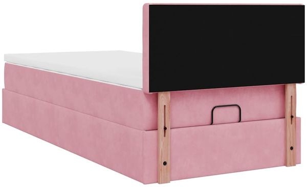 vidaXL Ottoman-Bett mit Matratze & LEDs Rosa 100x200 cm Samt 3312751 Bild 12