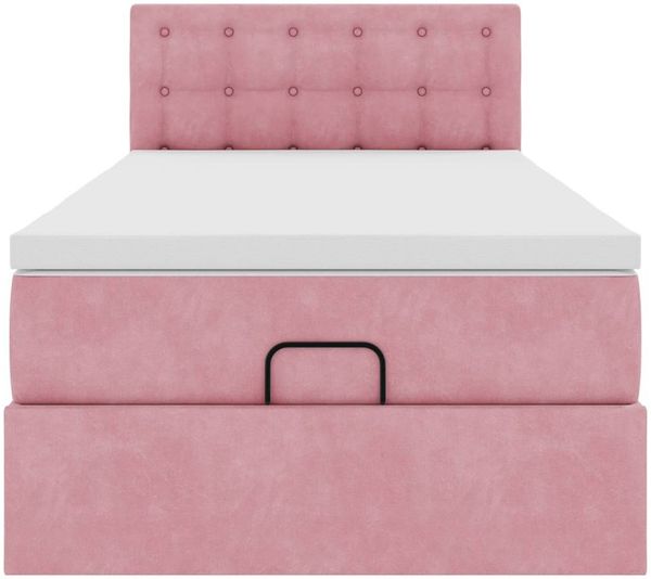 vidaXL Ottoman-Bett mit Matratze & LEDs Rosa 100x200 cm Samt 3312751 Bild 7