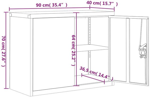 vidaXL Aktenschrank Anthrazit 90x40x70 cm Stahl 339723 Bild 10