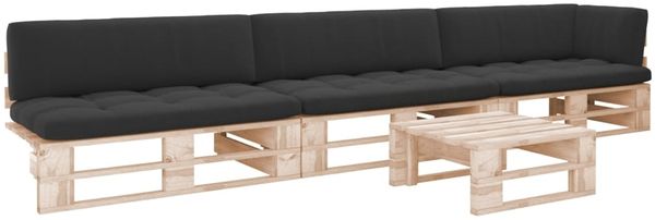 vidaXL 4-tlg. Paletten-Lounge-Set mit Kissen Imprägniertes Kiefernholz 3066752