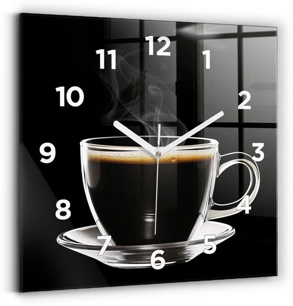 Tulup Wanduhr Glasuhr Kaffee Rechteckige Uhr aus Gehärtetem Glas Glaswanduhr