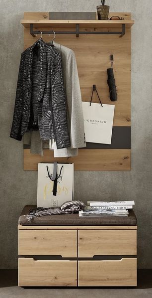 Garderoben-Set >Memphis< (2-teilig) Artisan Eiche Dekor / graphit - 145x192x38 (BxHxT)