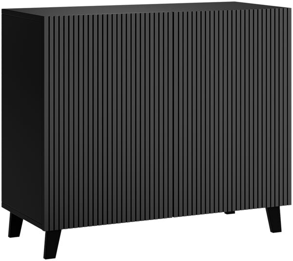 Bellamio 'Tana' Kommode, schwarz mit geriffelter Front, 85x40x92 cm, Sideboard mit 2 Türen und 4 Fächern Bild 2