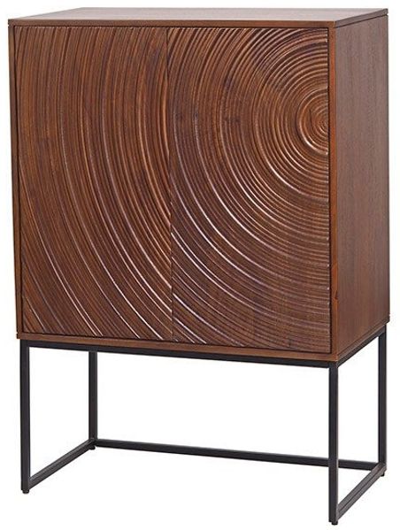 riess-ambiente Highboard ORBIT 120cm braun / schwarz – Mangoholz, 3D-Front, Metall, Stauraum (Einzelartikel, 1 St), Massivholz-Hochschrank mit Push-to-open – ideal für moderne Wohnräume