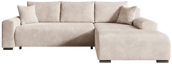 storez24 Ecksofa Soffe, mit Bettkasten und Schlaffunktion, Cordstoff, L-Form, bequem