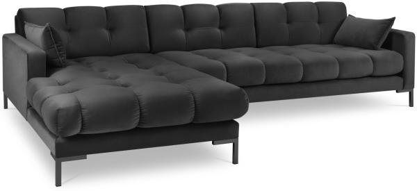 Micadoni Ecksofa Mamaia 5-Sitzer Links Samt Bluvel Dunkelgrau schwarze Beine