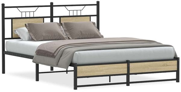 vidaXL Bettgestell ohne Matratze Sonoma-Eiche 140x190 cm Holzwerkstoff 4106962