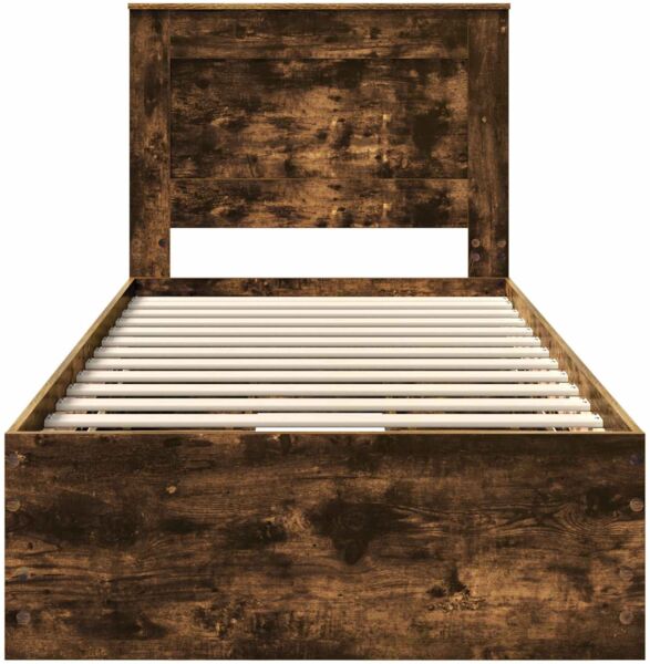 vidaXL Bettrahmen Geräucherte Eiche 90 x 200 cm Ingenieurs Holz 3410212 Bild 8