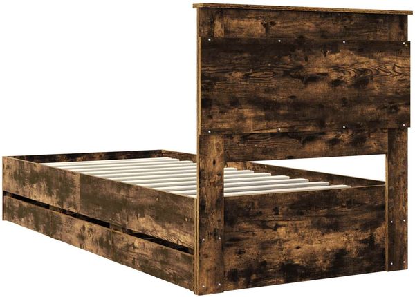 vidaXL Bettrahmen Geräucherte Eiche 90 x 200 cm Ingenieurs Holz 3410212 Bild 10