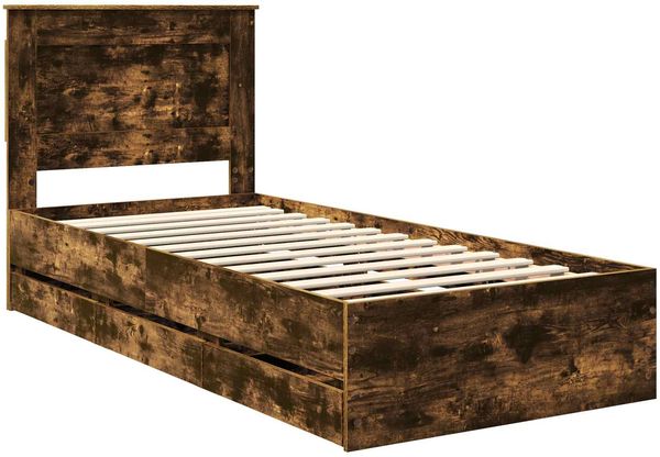 vidaXL Bettrahmen Geräucherte Eiche 90 x 200 cm Ingenieurs Holz 3410212 Bild 4