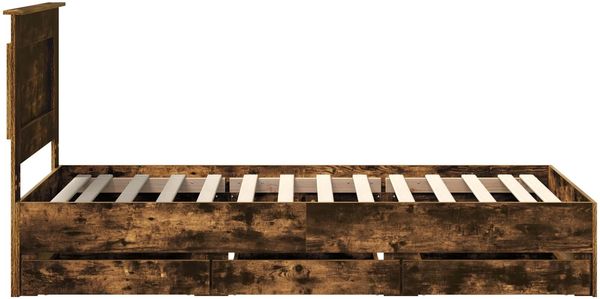 vidaXL Bettrahmen Geräucherte Eiche 90 x 200 cm Ingenieurs Holz 3410212 Bild 9