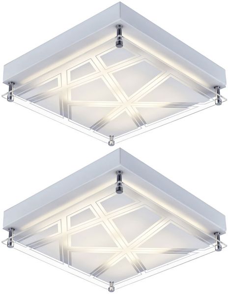 2er Set LED Deckenleuchte, Metall, silber, L 25 cm