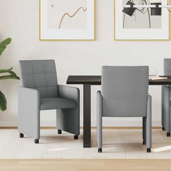 vidaXL Esszimmerstühle mit Rollen 2 pcs Hellgrau 58 x 65 x 94 cm Stoff 42017829