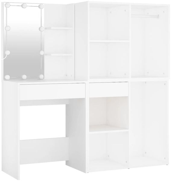 vidaXL LED-Schminktisch mit 2 Schränken Weiß Holzwerkstoff 3082026 Bild 7