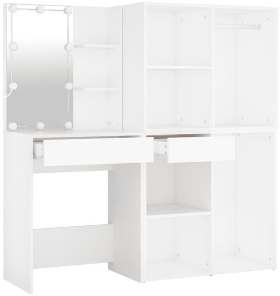 vidaXL LED-Schminktisch mit 2 Schränken Weiß Holzwerkstoff 3082026 Bild 6