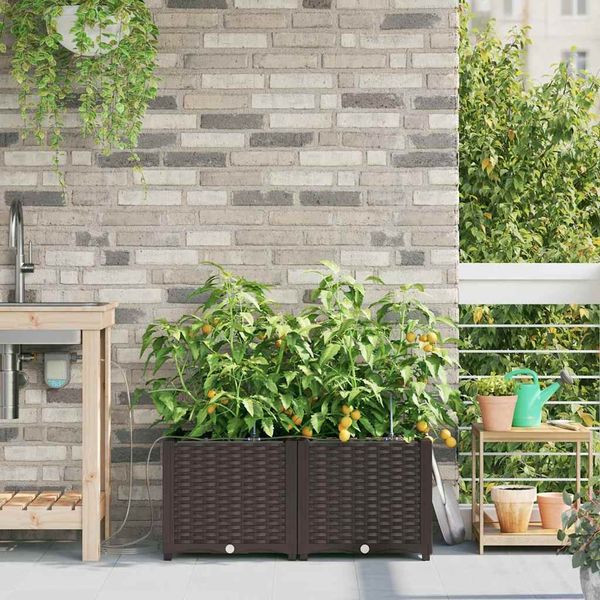 vidaXL Garten-Pflanzgefäß 2 pcs Braun 80 x 40 x 37,5 cm Kunststoff 42002822