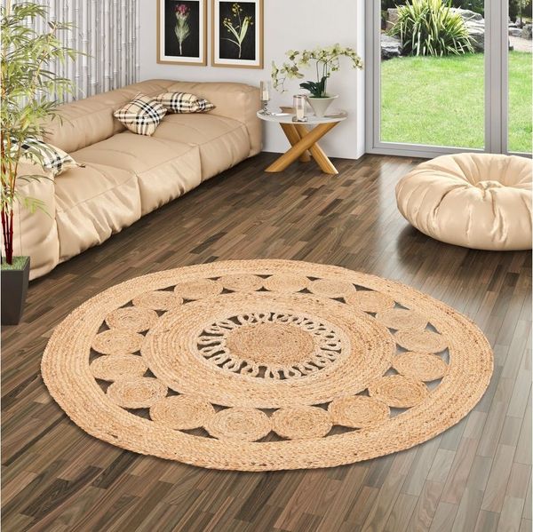 Pergamon Sisalteppich Handgefertigt Jute Teppich Pia Rund, Rund, Höhe: 4 mm