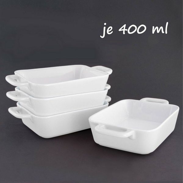 KVOTA Auflaufform 4-er Set rechteckig, keramik 400ml,MINI,ca. 9,5x4x13cm,für je 1 Portion, Keramik, (4-St), Antikratz-Glasur
