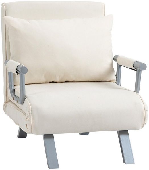 HOMCOM Sessel Schlafsofa mit Armlehne 3-in-1 Schlafsessel (Klappbett, 1-St, Klappmatratze), Kunstwildleder Creme, 65 x 69 x 80 cm Bild 5