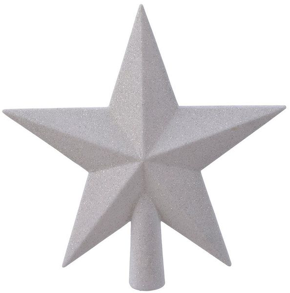 Kaemingk Christbaumspitze, Christbaumspitze Stern mit Glitzer 19cm Kunststoff - Winterweiss