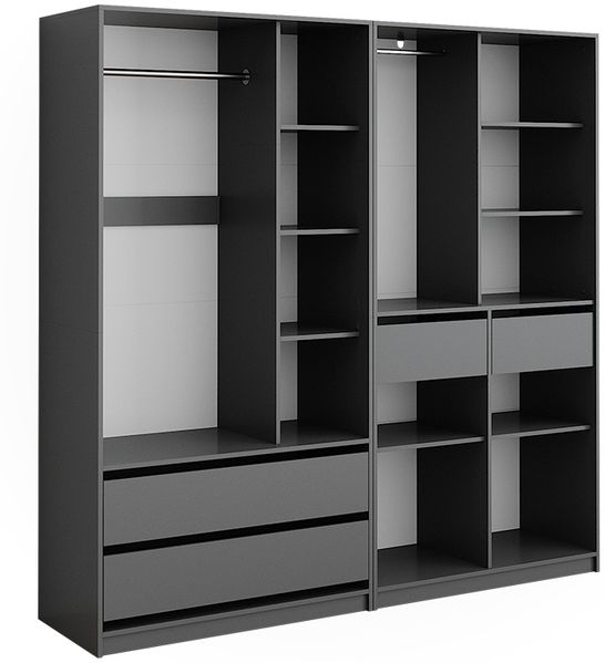 Kleiderschrank Elmo Anthrazit 200 x 200 cm 2er Set Vicco