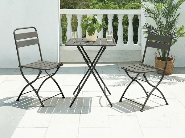 Vente-unique - MIRMANDE Garden dining set Metall Grau - B 52,5 cm60 cm x H 87 cm73 cm x L 43 cm60 cm