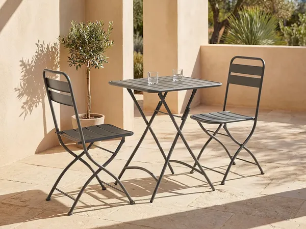 Vente-unique - MIRMANDE Garden dining set Metall Grau - B 52,5 cm60 cm x H 87 cm73 cm x L 43 cm60 cm