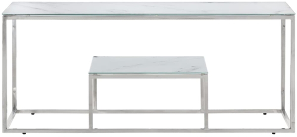 vidaXL Couchtisch Silbern Edelstahl und Hartglas 350019