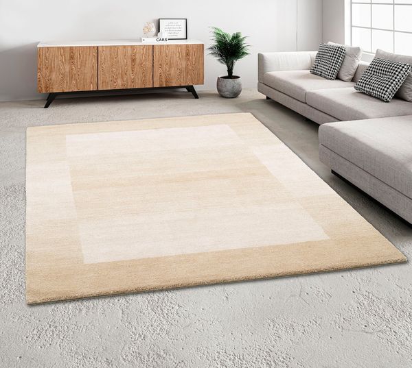 THEKO Wollteppich Gabbeh Super, Handweb Teppich, Bordüre, reine Wolle, handgewebt, rechteckig, Höhe: 9 mm, Schlafzimmer, Wohnzimmer, Esszimmer, auch als Läufer und Bettumrandung