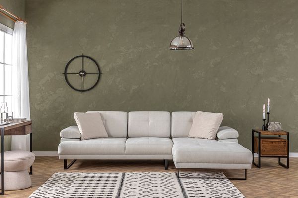 Ecksofa, 'Mustang', 83 x 174 x 274, Beige