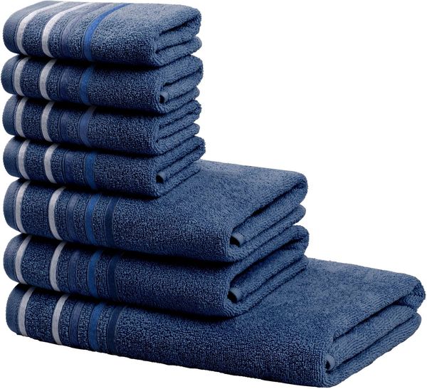 OTTO home Handtuch Set Niki, Duschtuch, Handtücher und Gästetücher, Walkfrottee (Set, 7-St), Handtücher mit mehrfarbiger Streifenbordüre, weich, aus 100% Baumwolle