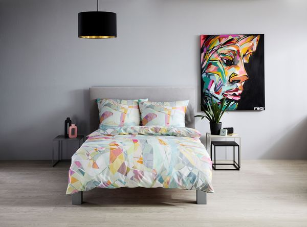 Fleuresse Mako-Satin Bettwäsche 155x220 Abstrakt Dreiecke bunt 115054-9