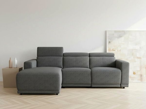OTTO home Ecksofa LEOON L-Form, 255 cm - elektr. Relaxfunktion, mit USB A/C-Anschluss. Federkern, verstellbaren Kopfstützen, Webstoff