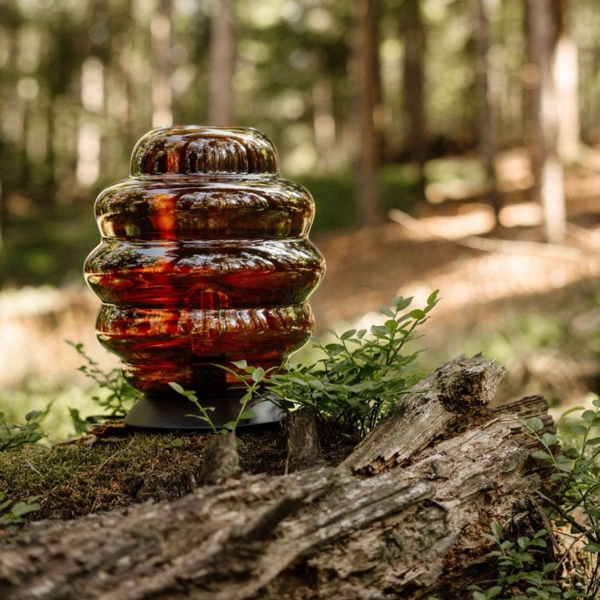 s.luce Echos Glas Tischleuchte E27 mit Schalter Braun, Schwarz Ø 25cm Bild 8