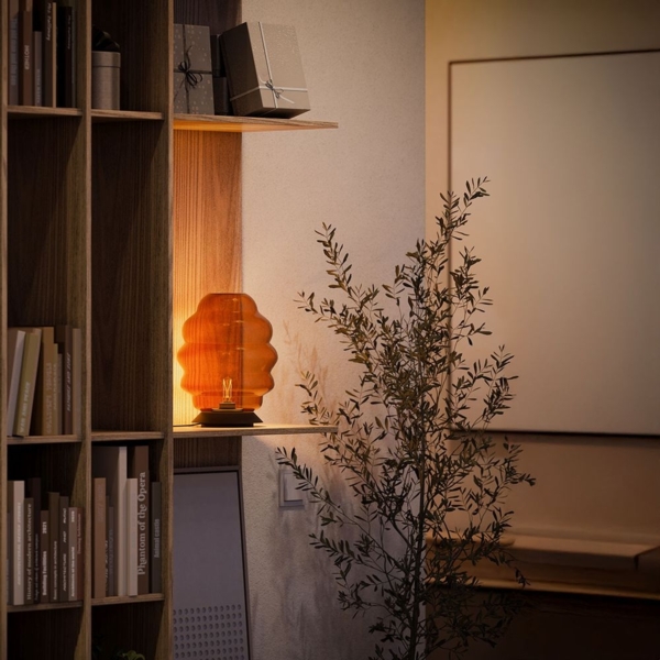 s.luce Echos Glas Tischleuchte E27 mit Schalter Braun, Schwarz Ø 25cm Bild 10