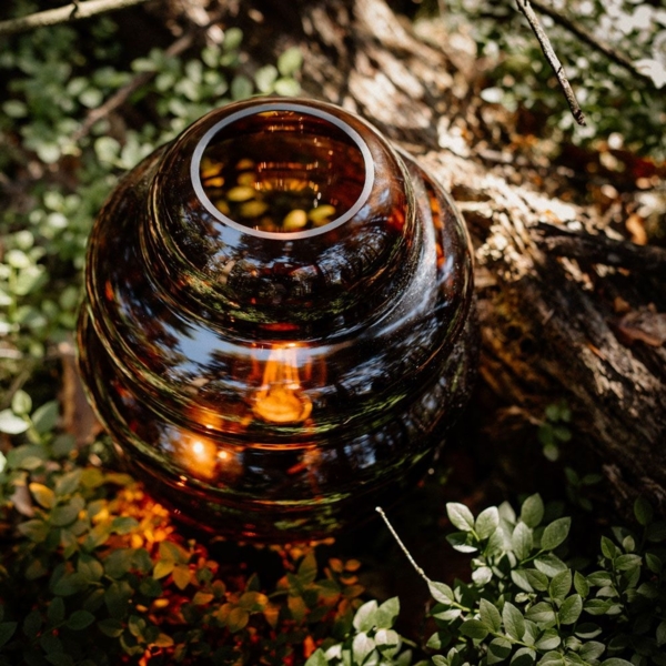 s.luce Echos Glas Tischleuchte E27 mit Schalter Braun, Schwarz Ø 25cm Bild 6