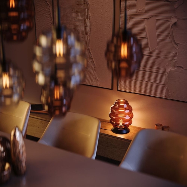 s.luce Echos Glas Tischleuchte E27 mit Schalter Braun, Schwarz Ø 25cm Bild 7