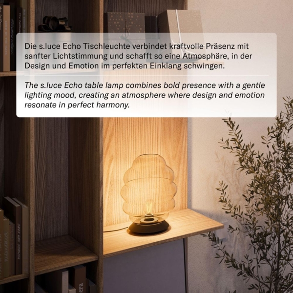 s.luce Echos Glas Tischleuchte E27 mit Schalter Braun, Schwarz Ø 25cm Bild 5