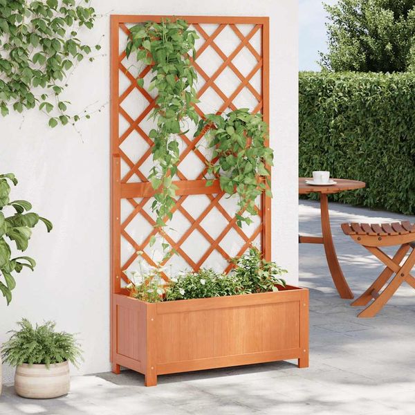vidaXL Garten-Spalier mit Blumenkasten Braun 70x30x135 cm Tannenholz 316426